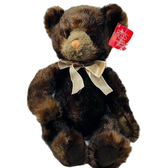 VINTAGE RUSS BERRIE Brown Teddy Bear Sienna Retired Edition New